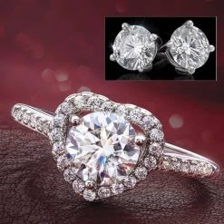 Moissanite Heart Ring & Earrings
