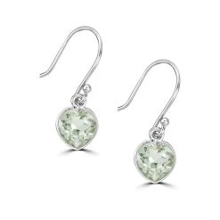 Green Amethyst Heart Drop Earrings