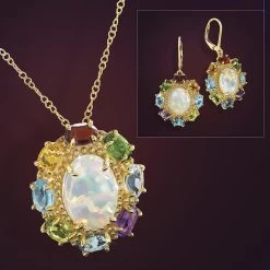 Gem Of Africa Ethiopian Opal Necklace & Earrings Set