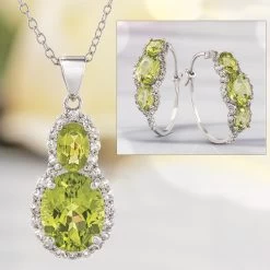 Gem For The Ages Peridot Necklace & Earrings Set