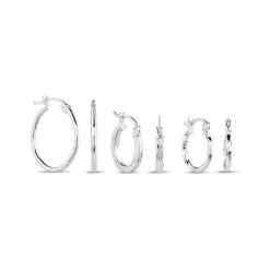 Sterling Silver Hoop Earrings (Set Of 3)