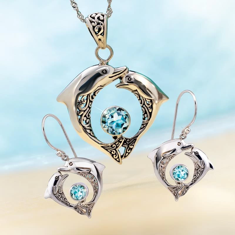 Balinese Dolphin Necklace & Earrings 1 Balinese Dolphin Necklace & Earrings