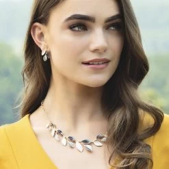 Olive Branch Necklace & Earrings Set (gold-finished) -Accessories shop, one for all. 57077 3 800