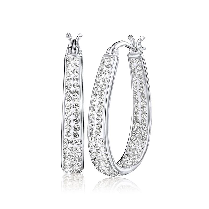 Inside & Out White Crystal Hoop Earrings 1 Inside & Out White Crystal Hoop Earrings