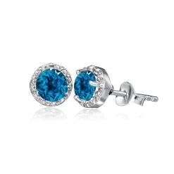 London Blue Topaz Halo Stud Earrings