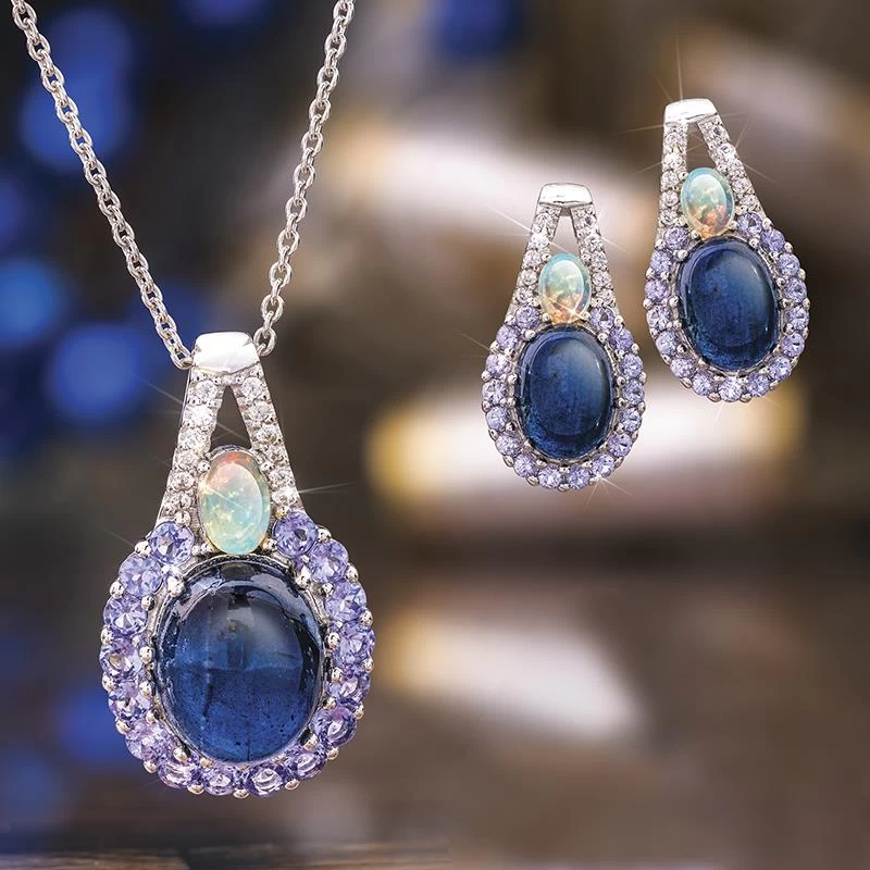 Blue Labradorite Necklace & Earrings 1 Blue Labradorite Necklace & Earrings