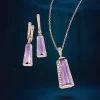 Brazilian Obelisks Amethyst Necklace & Earring Set