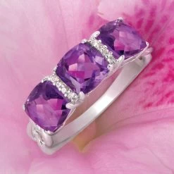 Royal Amethyst Three Stone Ring