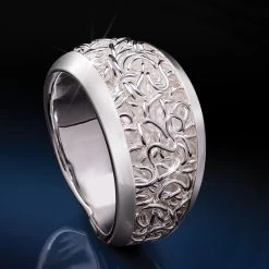 White Silver Flourishes Ring