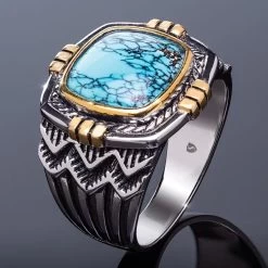 Men's Turquoise Matrix Ring (3 1/2 Carat)
