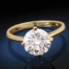 Yellow Gold-Finished Sterling Silver Moissanite Solitaire Ring (2 Carat)