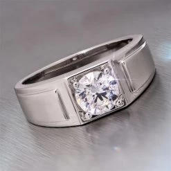 14K White Gold Moissanite Starman Ring