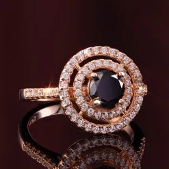 Black Diamond Halo Ring
