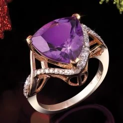 Amethyst Trillion Ring