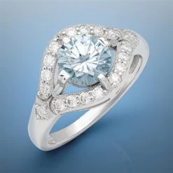 Blue Moissanite Solitaire Ring