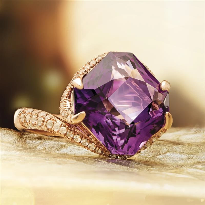 Signature Cut Rose Gold-Finished Sterling Silver Amethyst Ring 2 Signature Cut Rose Gold-Finished Sterling Silver Amethyst Ring - Image 2