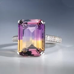 14k White Gold Ametrine & Diamond Ring