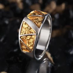Stauer Gold Nugget Mens Ring