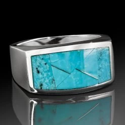 Sterling Silver Men's Kingman Arizona Turquoise Ring
