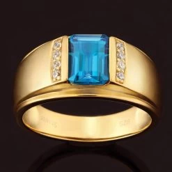 Mayfair London Blue Topaz Mens Ring