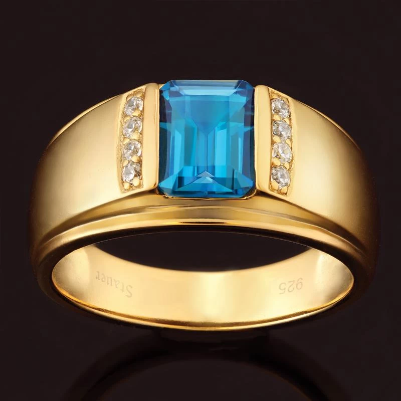 Mayfair London Blue Topaz Mens Ring 1 Mayfair London Blue Topaz Mens Ring